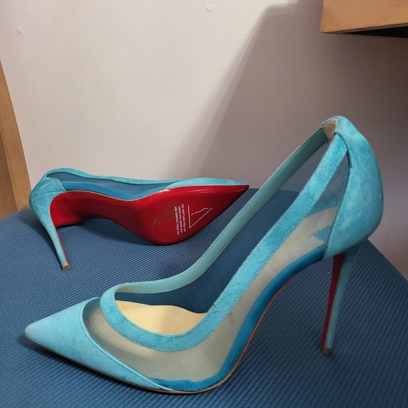 Christian Louboutin Blue and Red Heels - Picture 1 of 9